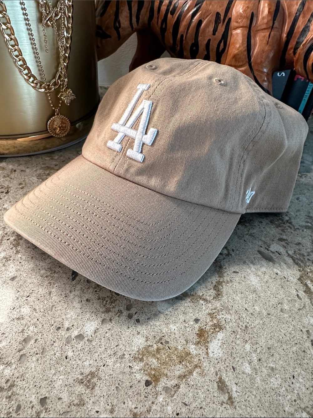 LA Baseball Hat by ‘47 Tan with White Logo Never Worn